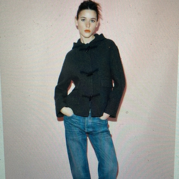 Zara wool bomber style cropped toggle coat - Picture 2 of 12